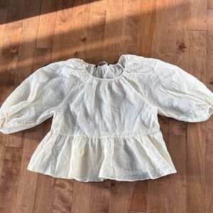 Zara White Peplum Top
